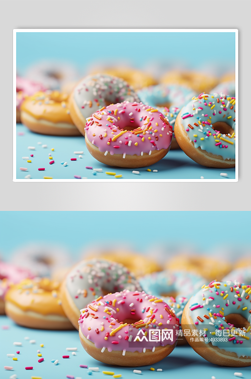 AI数字艺术简约甜甜圈甜品摄影图片素材