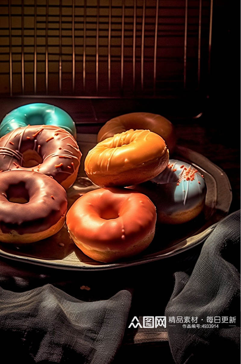 AI数字艺术简洁甜甜圈甜品摄影图片素材