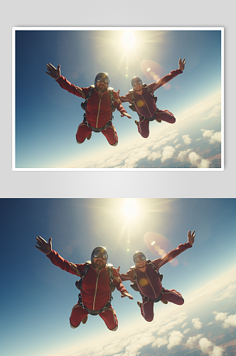 AI数字艺术多人跳伞企业文化摄影图片