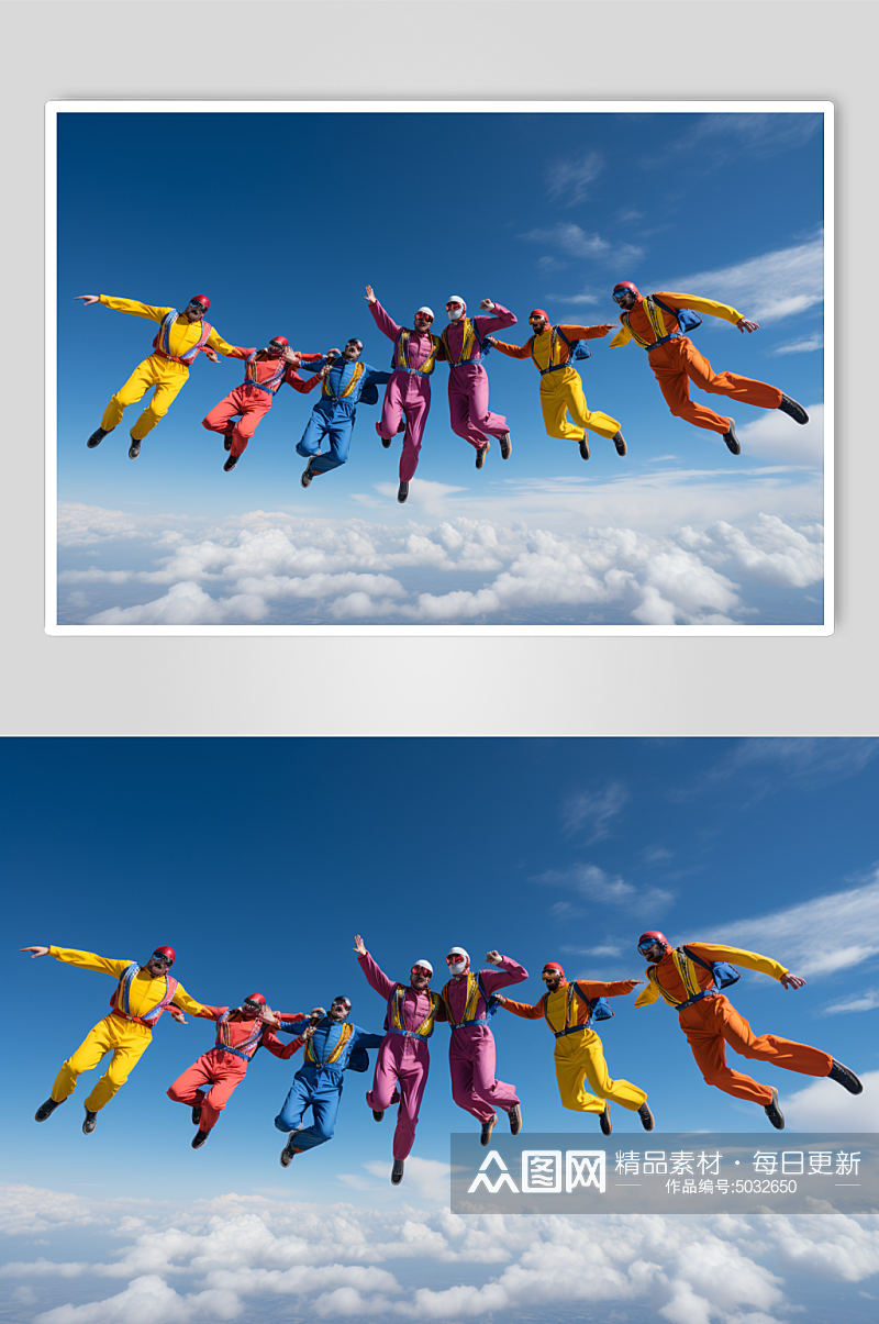 AI数字艺术多人跳伞企业文化摄影图片素材