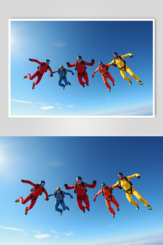 AI数字艺术多人跳伞企业文化摄影图片