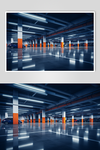 AI数字艺术汽车停车场摄影图片