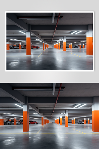 AI数字艺术汽车停车场摄影图片