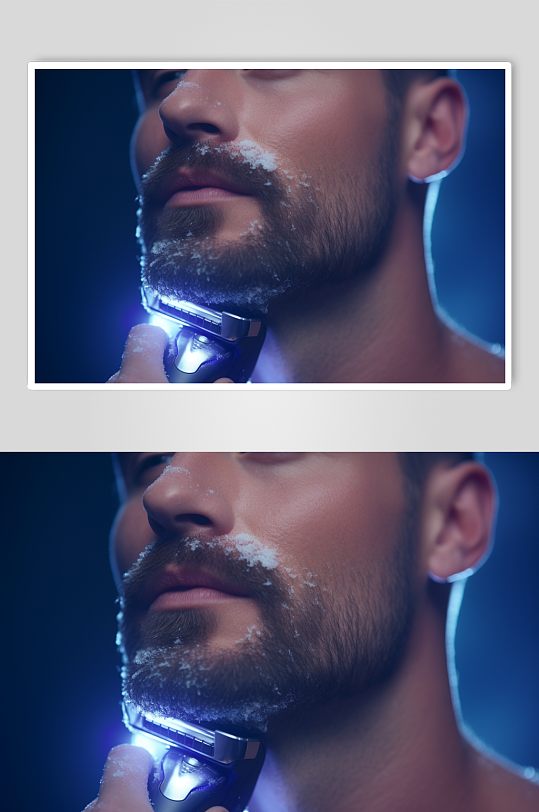 AI数字艺术剃须刀刮胡刀产品摄影图