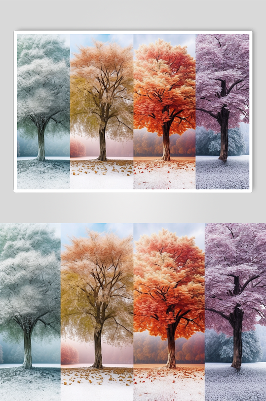 AI数字艺术高清大树春夏秋冬摄影图片-众图网