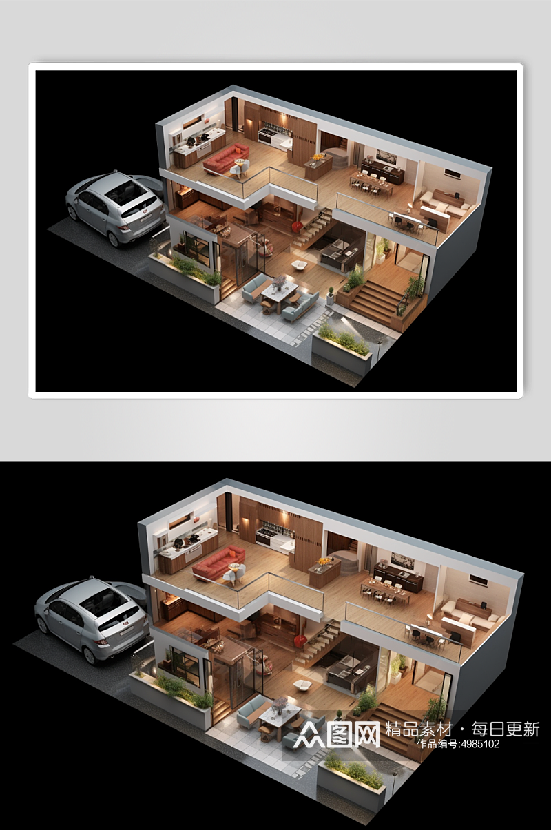 AI数字艺术3D室内设计装修透视图模型素材