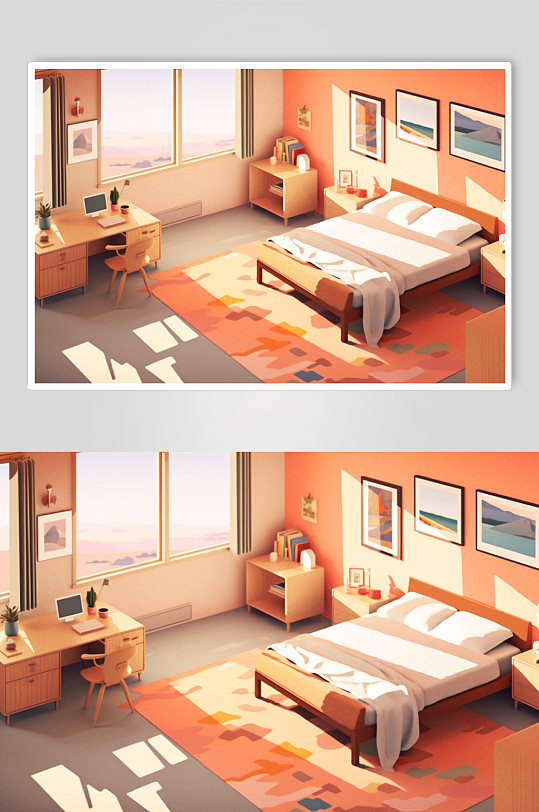 AI数字艺术3D室内设计装修透视图模型-众图网