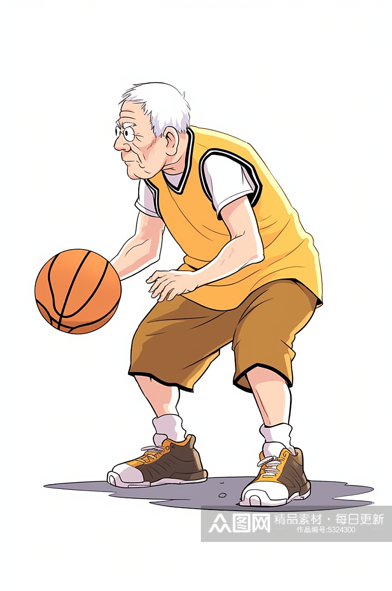 AI数字艺术卡通老年人退休娱乐生活插画素材