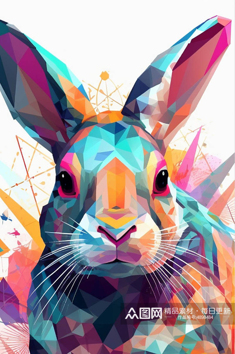 AI数字艺术栩栩如生十二生肖兔年动物插画素材