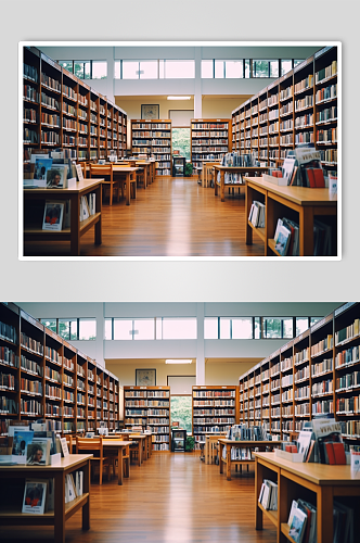 AI数字艺术图书馆摄影图片