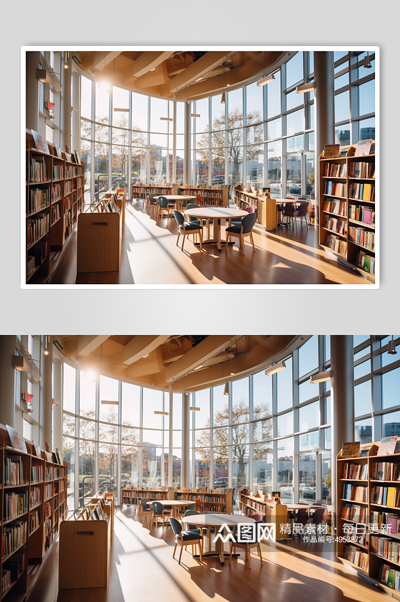 AI数字艺术高清图书馆场景摄影图片素材