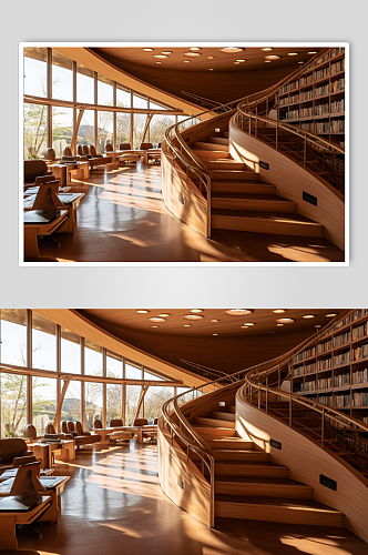 AI数字艺术高清图书馆场景摄影图片