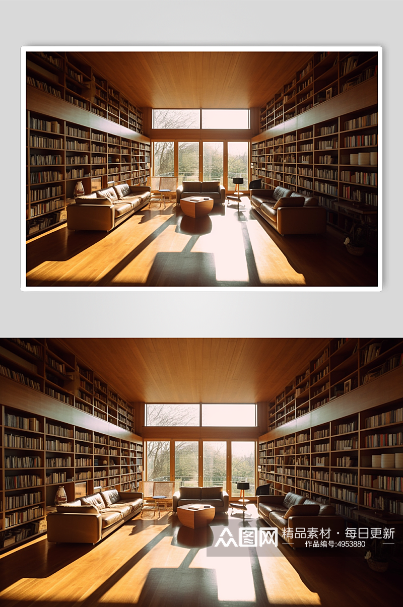 AI数字艺术现代风图书馆场景摄影图片素材