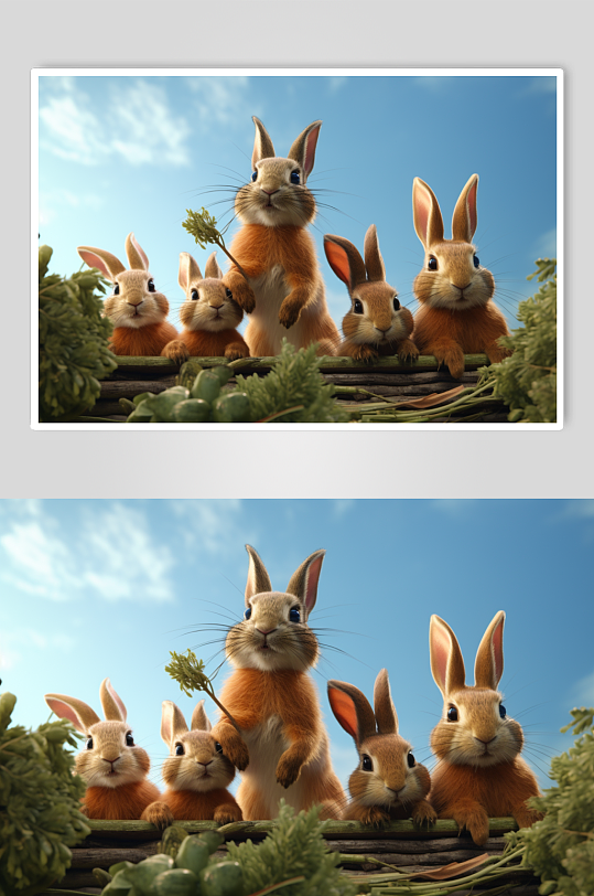AI数字艺术清新兔子动物摄影图片