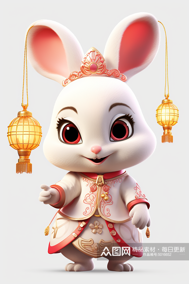 AI数字艺术中国传统中秋节兔子月饼插画素材