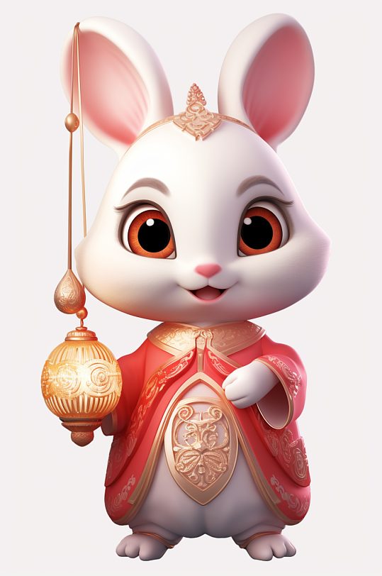 AI数字艺术中国传统中秋节兔子月饼插画