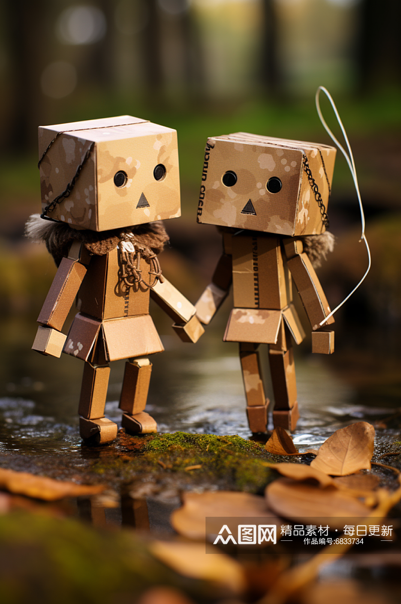 AI数字艺术情人节情侣玩偶摆件图片素材