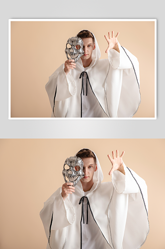 幽灵装扮外国男模万圣节人物摄影图片