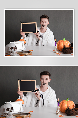 幽灵装扮外国男模万圣节人物摄影图片