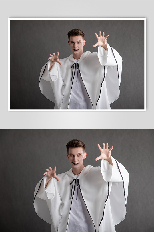 幽灵装扮外国男模万圣节人物摄影图片-众图网