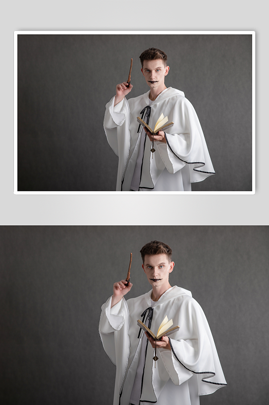 幽灵装扮外国男模万圣节人物摄影图片-众图网