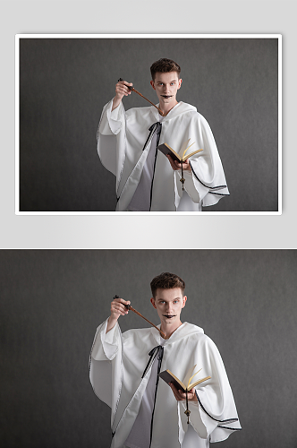 幽灵装扮外国男模万圣节人物摄影图片