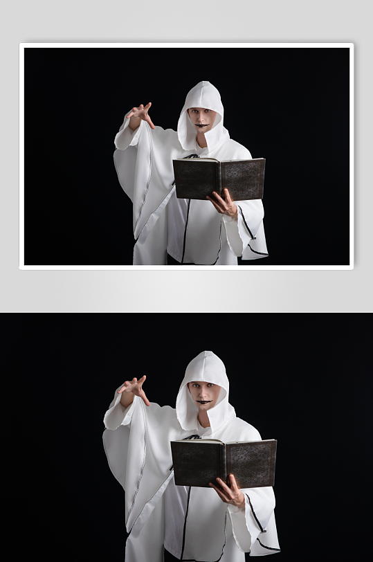 幽灵装扮外国男模万圣节人物摄影图片-众图网