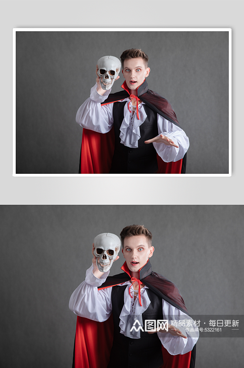 吸血鬼装扮外国男模万圣节人物摄影图片素材