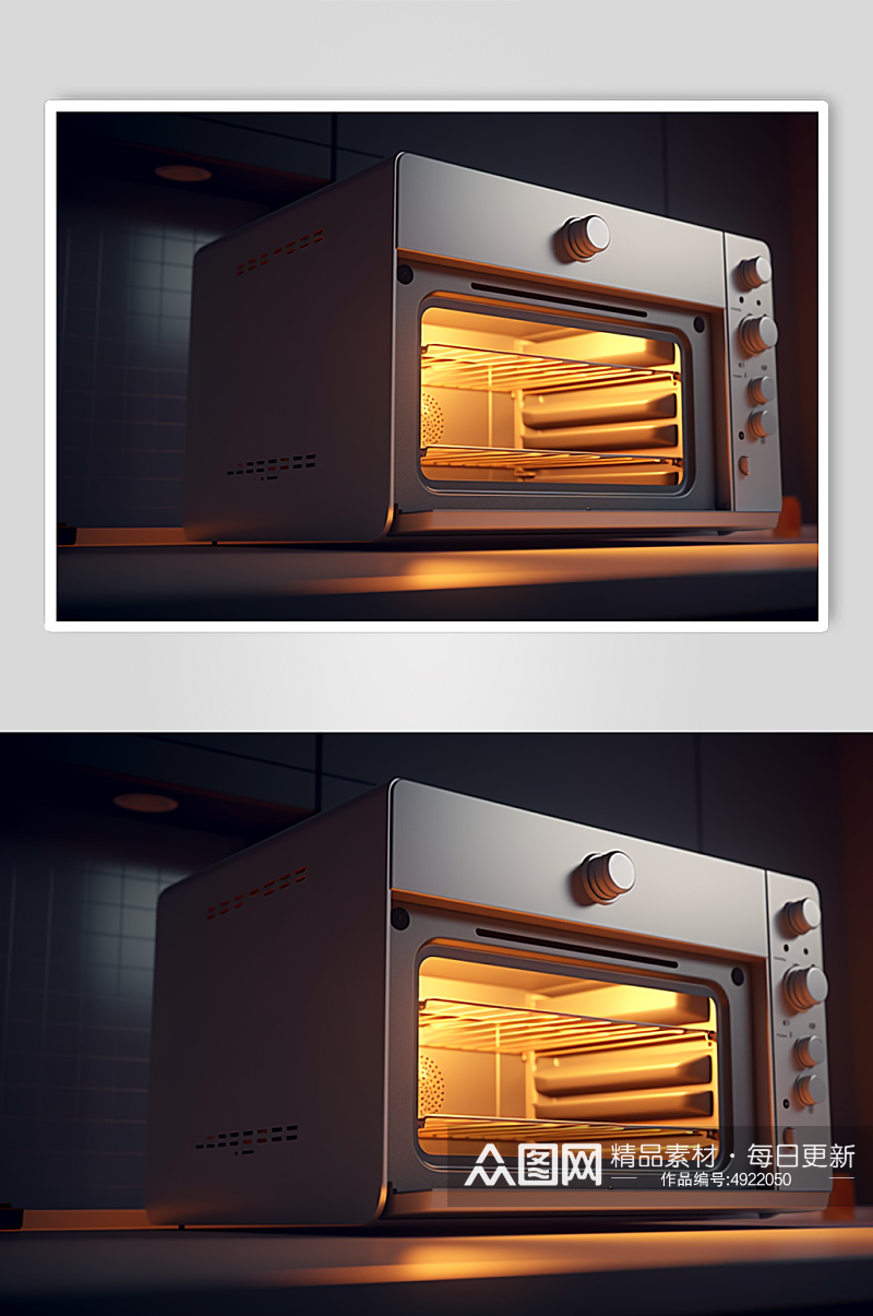 AI数字艺术手绘微波炉家用电器模型元素素材