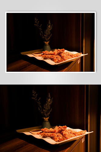 油炸鸡米花餐馆餐厅食物摄影图片