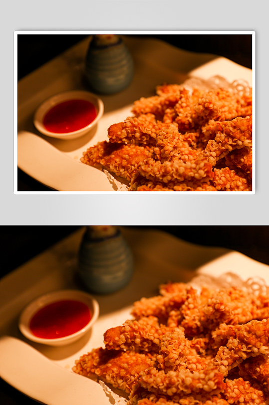 油炸鸡米花餐馆餐厅食物摄影图片