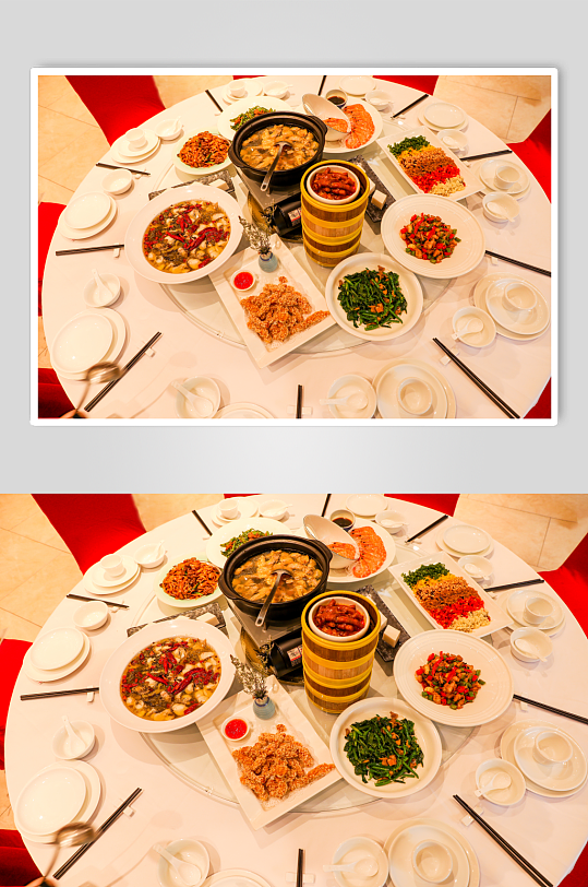旋转餐桌餐馆餐厅菜品摄影图片