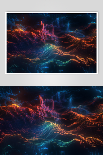 AI数字艺术抽象未来感脉冲波背景图