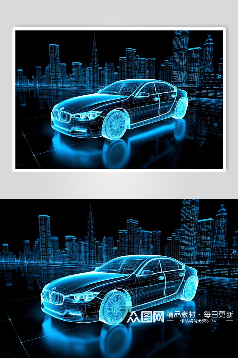 AI数字艺术微软风高科技汽车概念图片素材