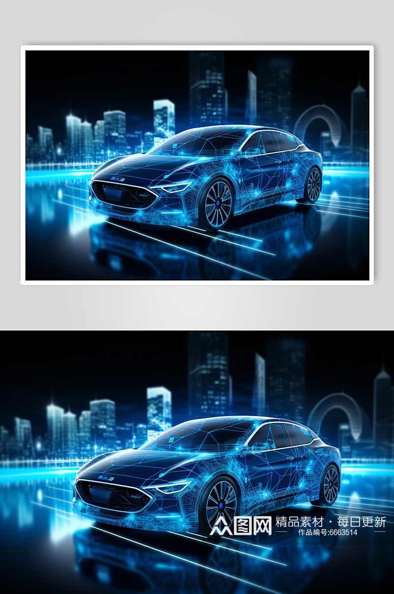 AI数字艺术微软风高科技汽车概念图片素材