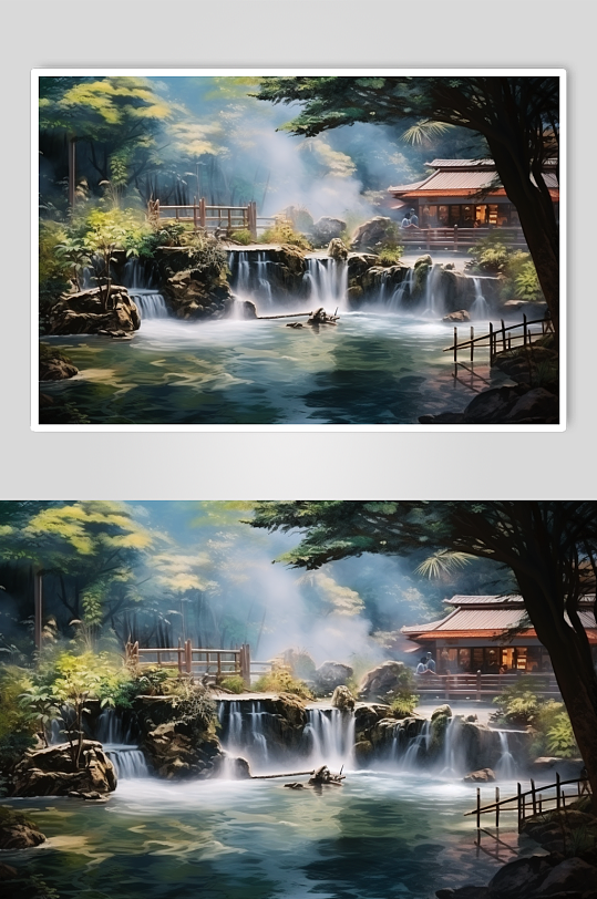 AI数字艺术温泉旅馆摄影图片-众图网