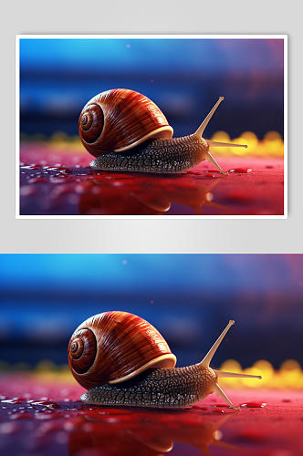 AI数字艺术蜗牛在跑道企业文化摄影图片