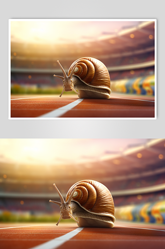 AI数字艺术蜗牛在跑道企业文化摄影图片