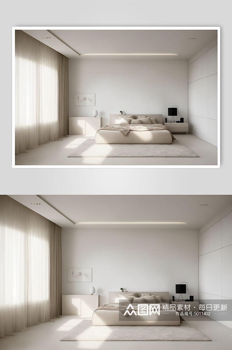 AI数字家装卧室装修室内设计图摄影图素材
