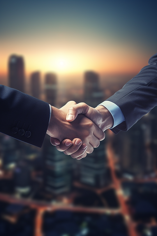 AI数字艺术握手合作企业文化摄影图片-众图网