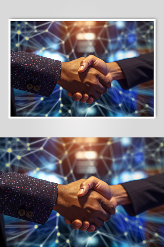 AI数字艺术握手合作企业文化精神摄影图片