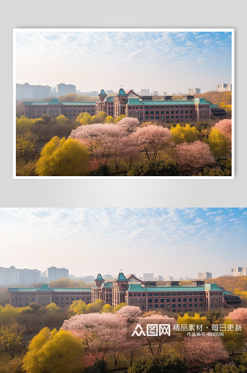 AI数字艺术国内城市武汉樱花景点摄影图片素材