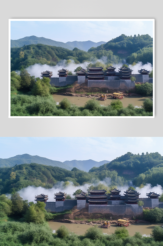 AI数字艺术国内城市武汉赤壁古建筑风景摄影图片