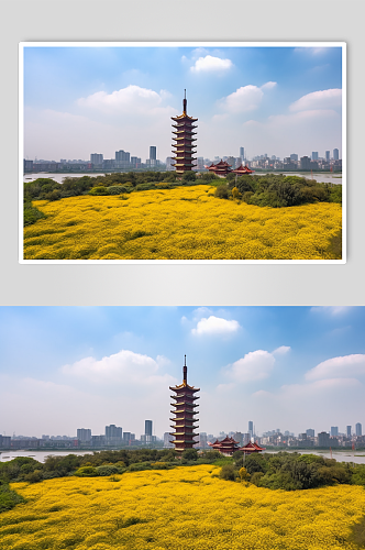 AI数字艺术国内城市武汉黄鹤楼风景摄影图片