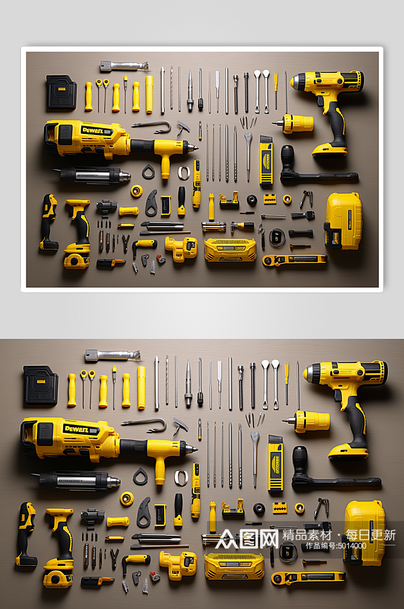 AI数字艺术五金工具零件材料摆放摄影图素材