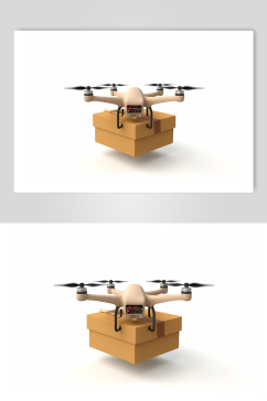 AI数字艺术手绘无人机运送快递包裹摄影图