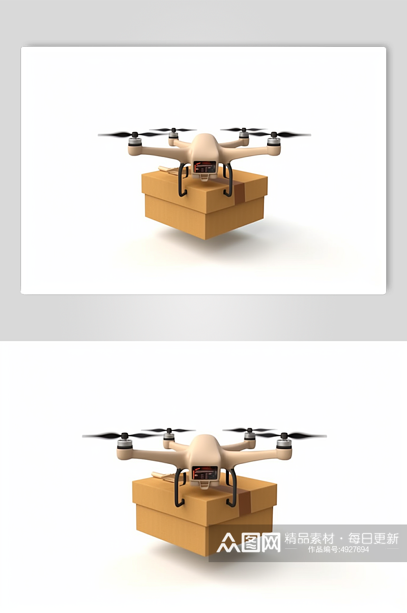 AI数字艺术手绘无人机运送快递包裹摄影图素材