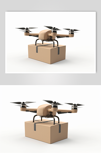 AI数字艺术手绘无人机运送快递包裹摄影图