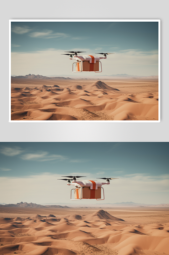 AI数字艺术无人机运送快递包裹物资摄影图