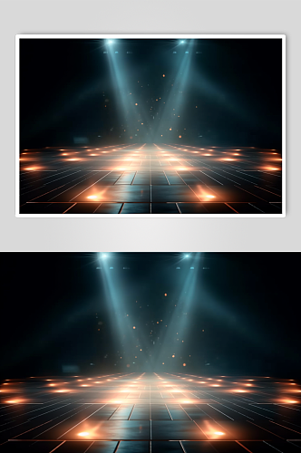 AI数字艺术简约舞台灯光霓虹灯摄影图背景